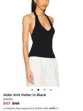 EAVES Ribbed Halter V-Neck Camisole in Black